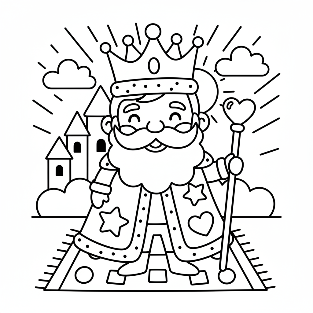 King coloring page for kids - Standard style