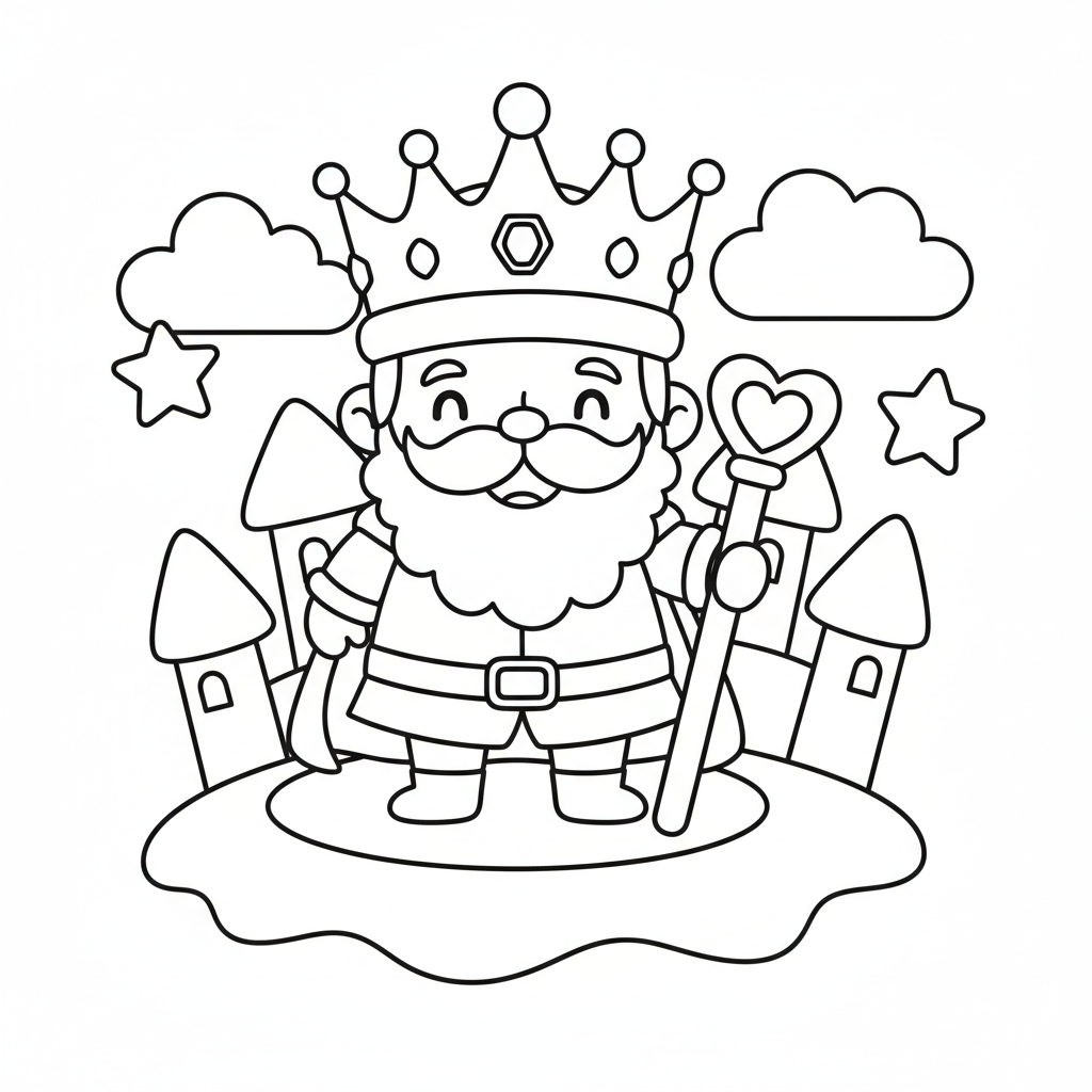 King coloring page for preschoolers - Standard style