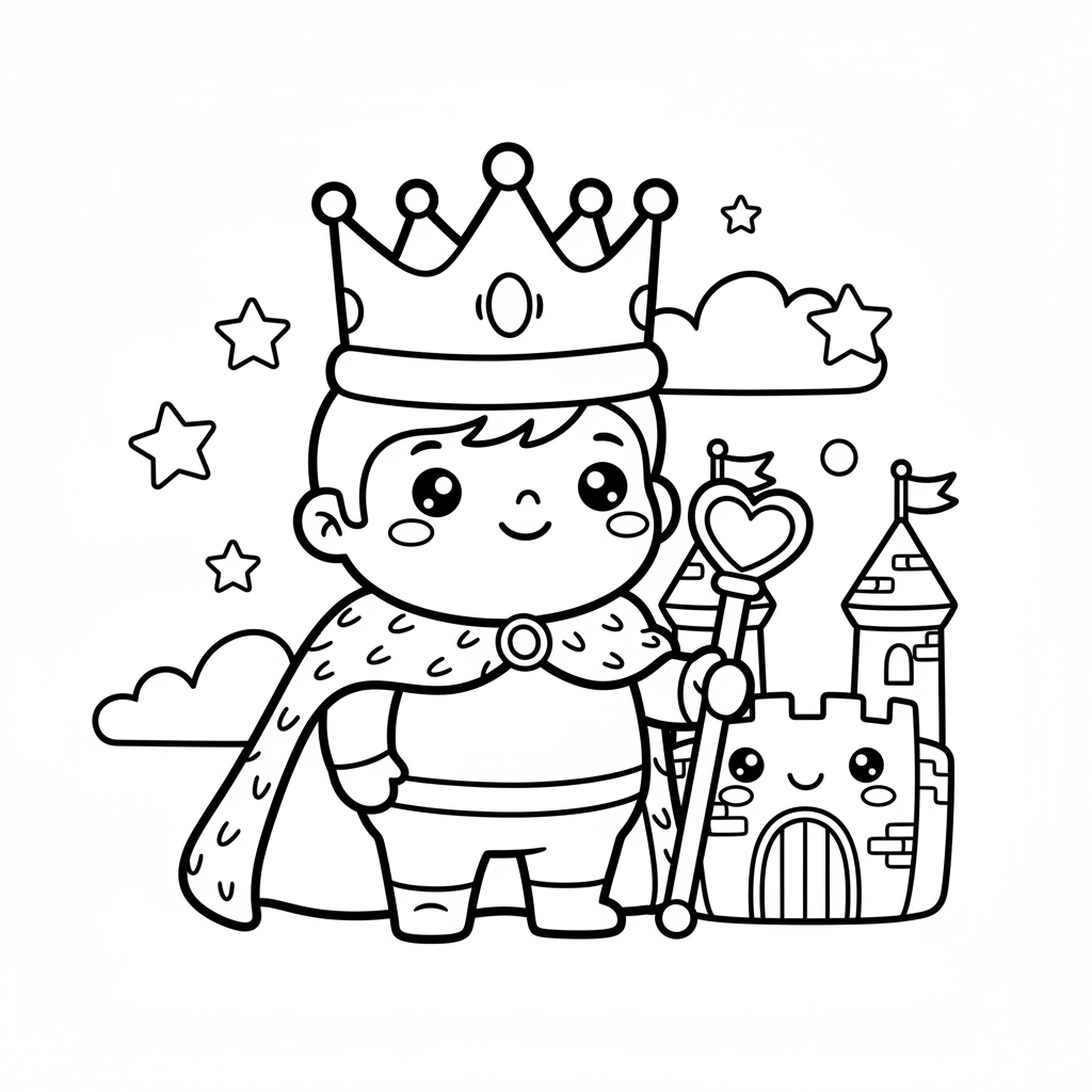 King coloring page for teens - Standard style