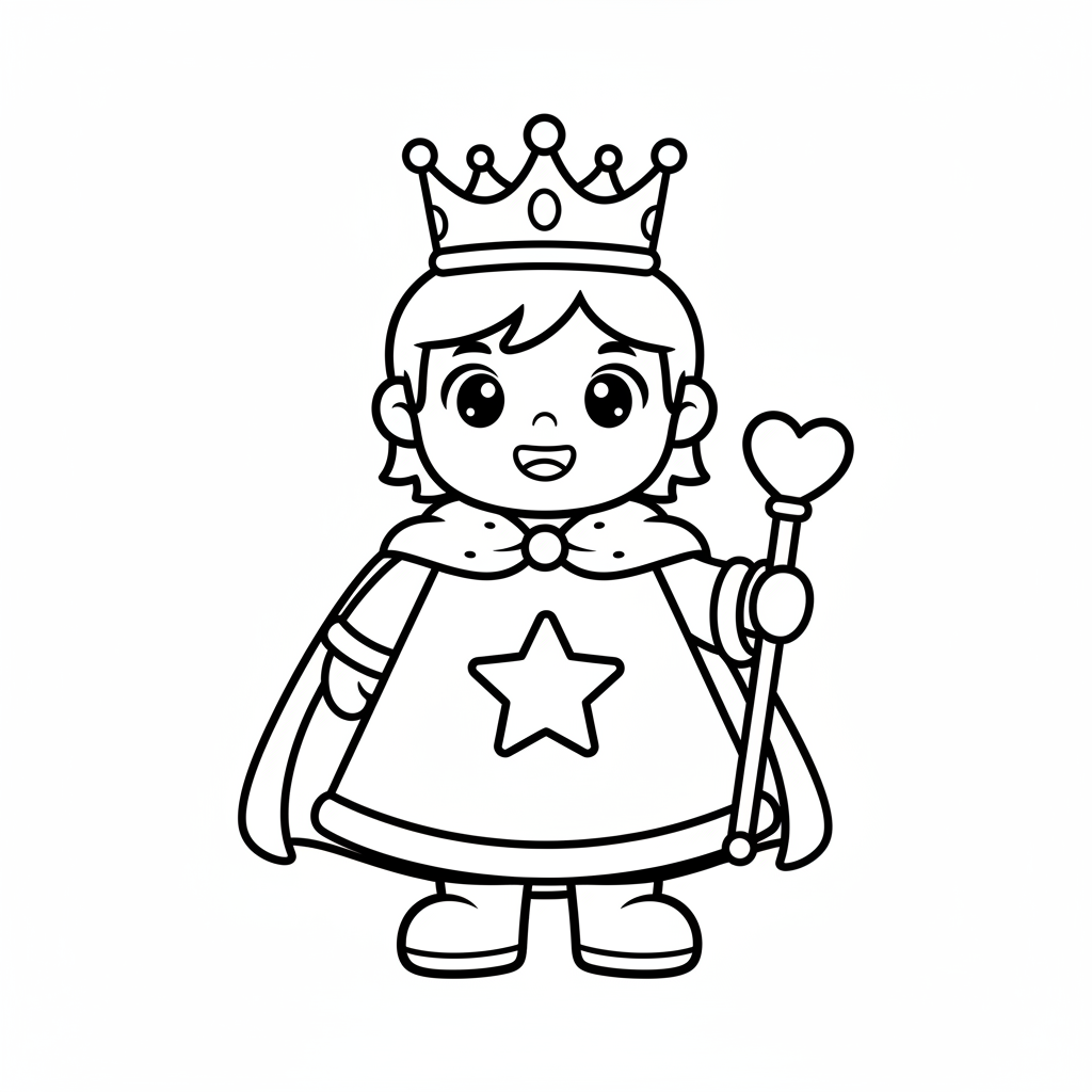 King coloring page for toddlers - Standard style