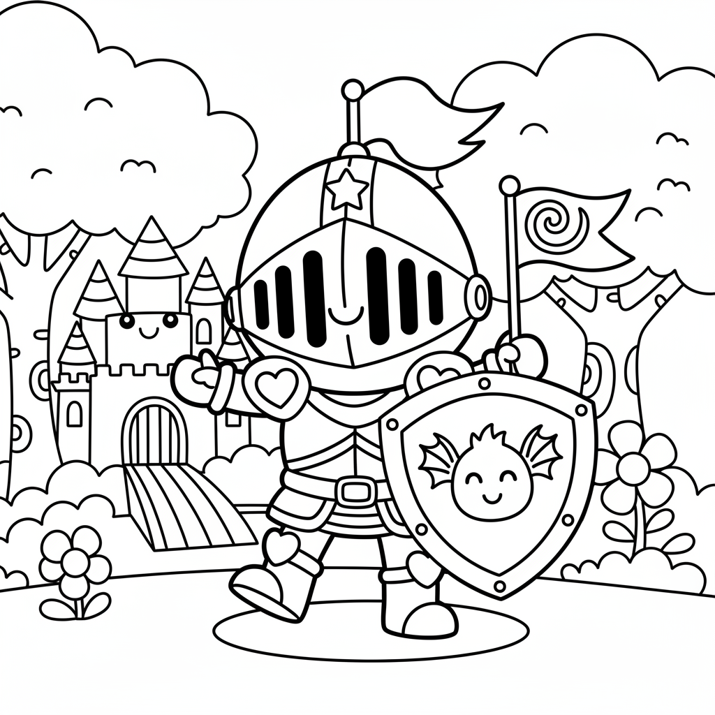 Knight coloring page for adults - Standard style