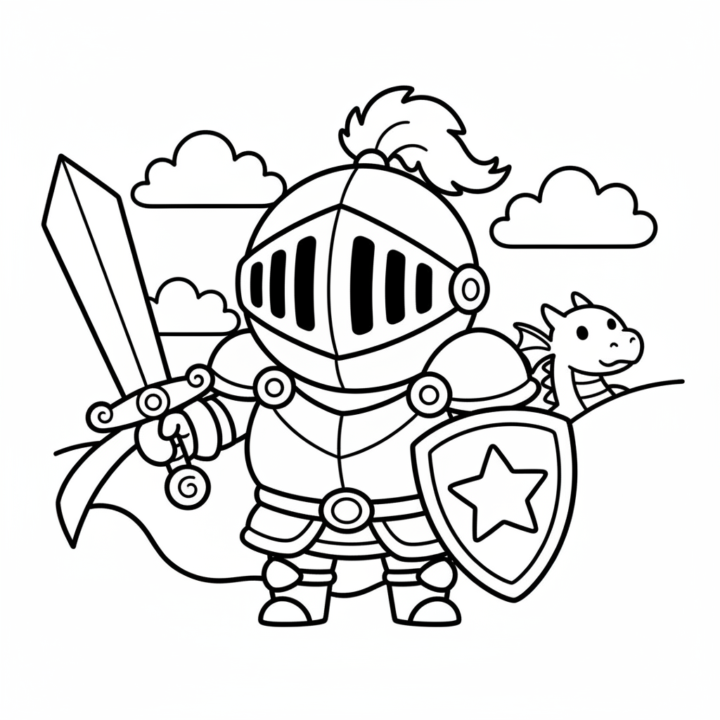 Knight coloring page for beginners - Standard style