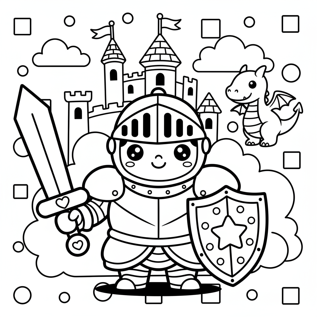 Knight coloring page for boys - Standard style