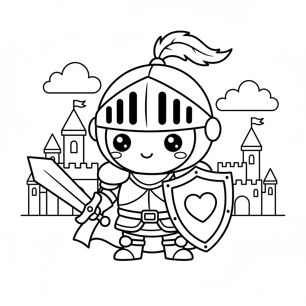 Knight coloring page for intermediates - Standard style