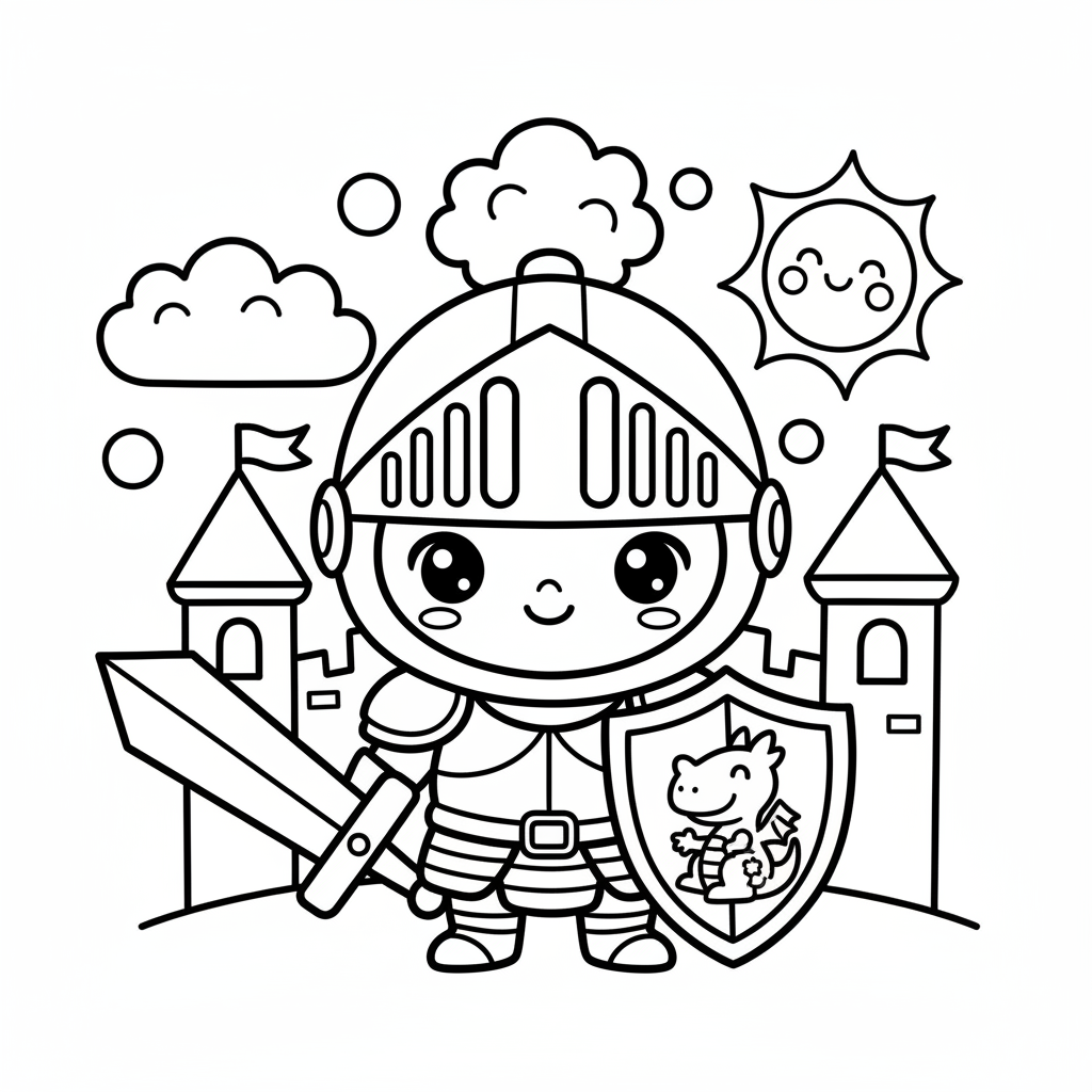 Knight coloring page for kids - Standard style