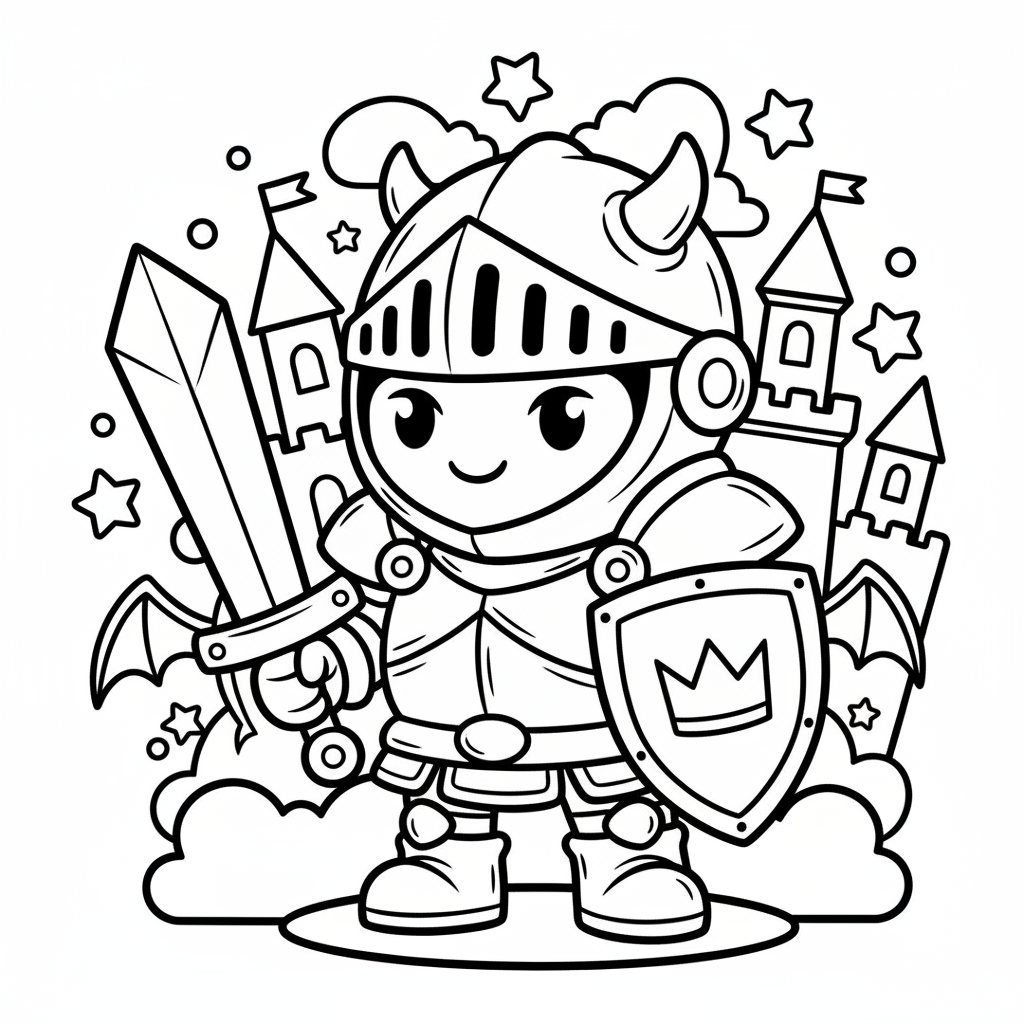 Knight coloring page for men - Standard style