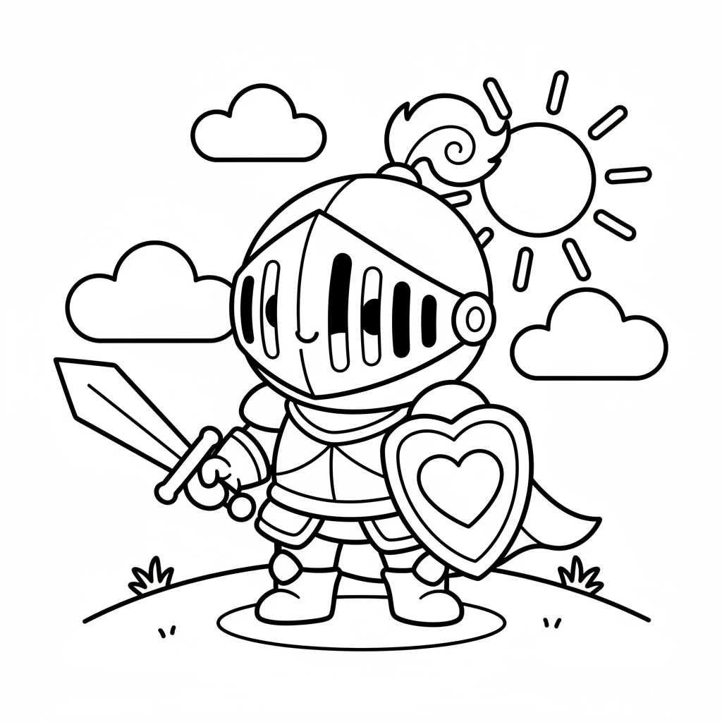 Knight coloring page for preschoolers - Standard style