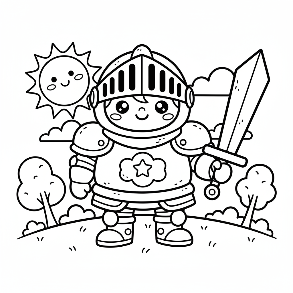 Knight coloring page for seniors - Standard style
