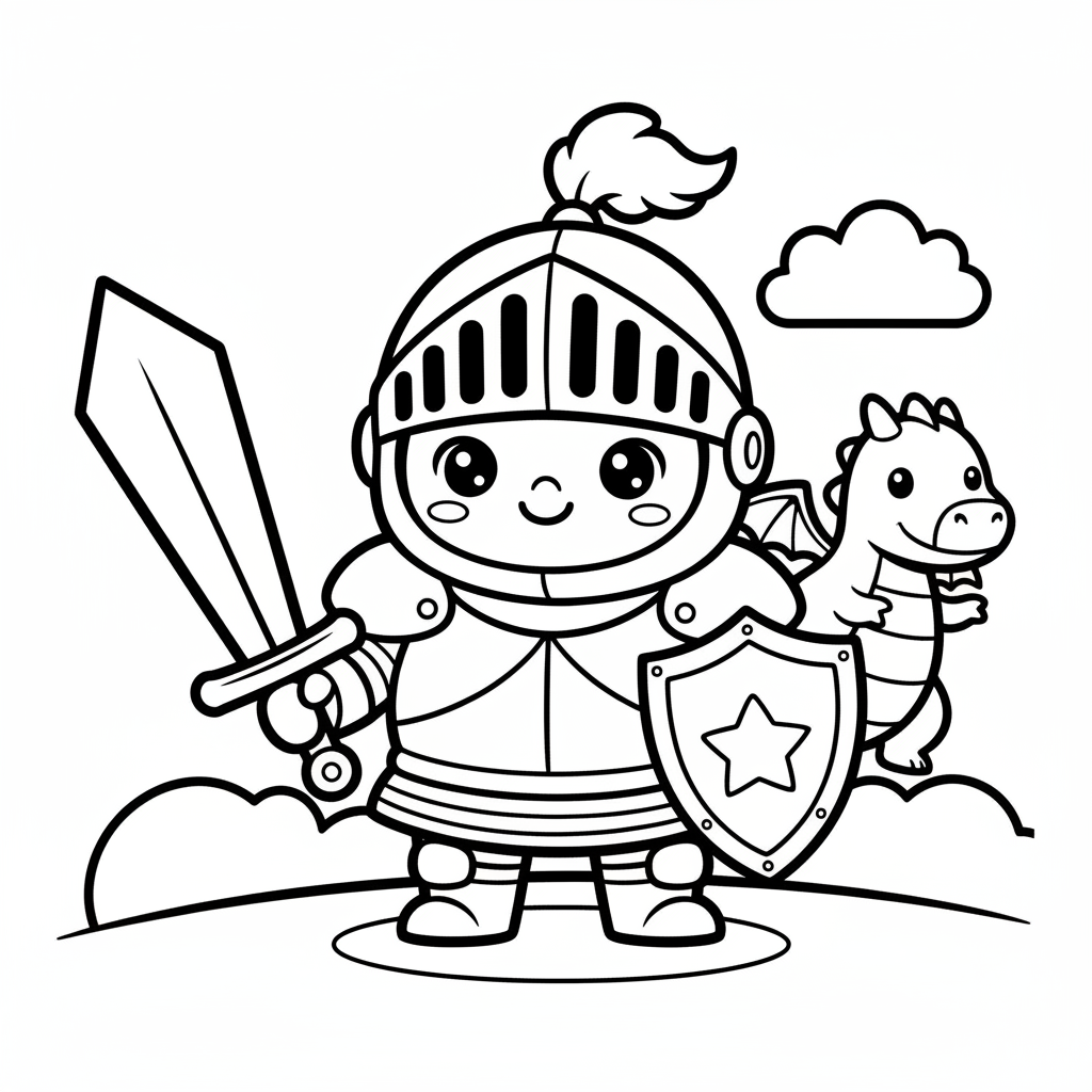 Knight coloring page for toddlers - Standard style