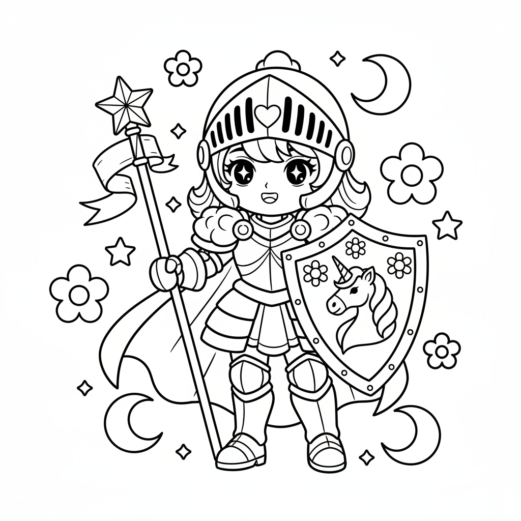 Knight coloring page for women - Standard style