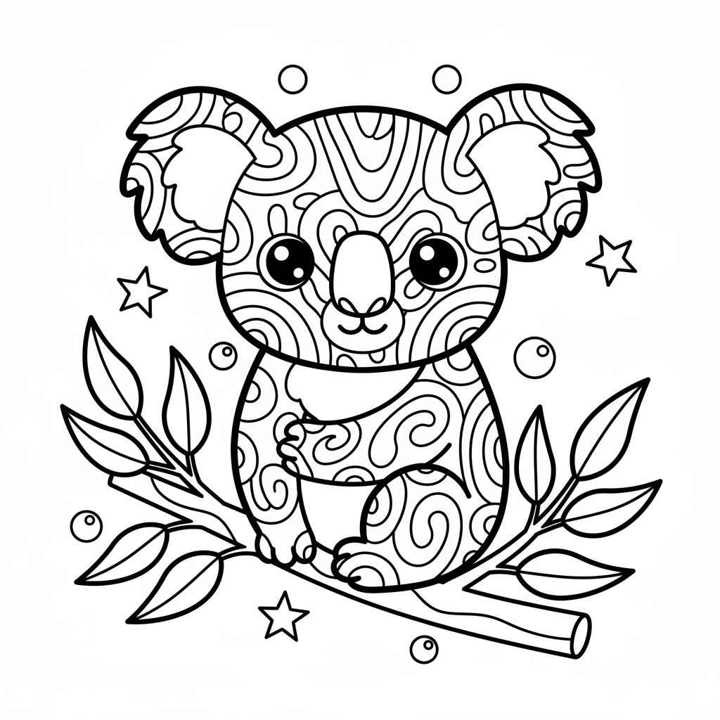 Koala coloring page for adults - Standard style