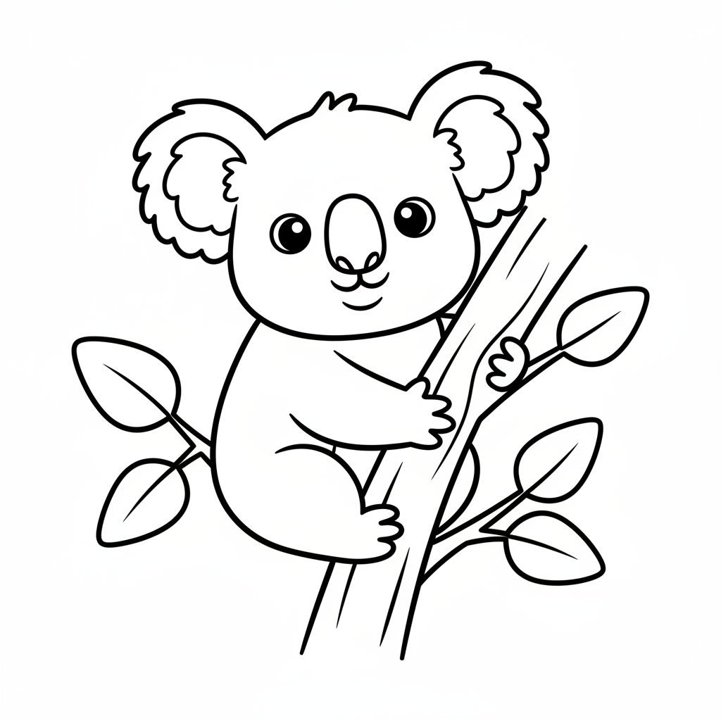 Koala coloring page for preschoolers - Standard style