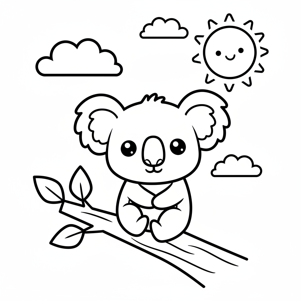 Koala coloring page for toddlers - Standard style
