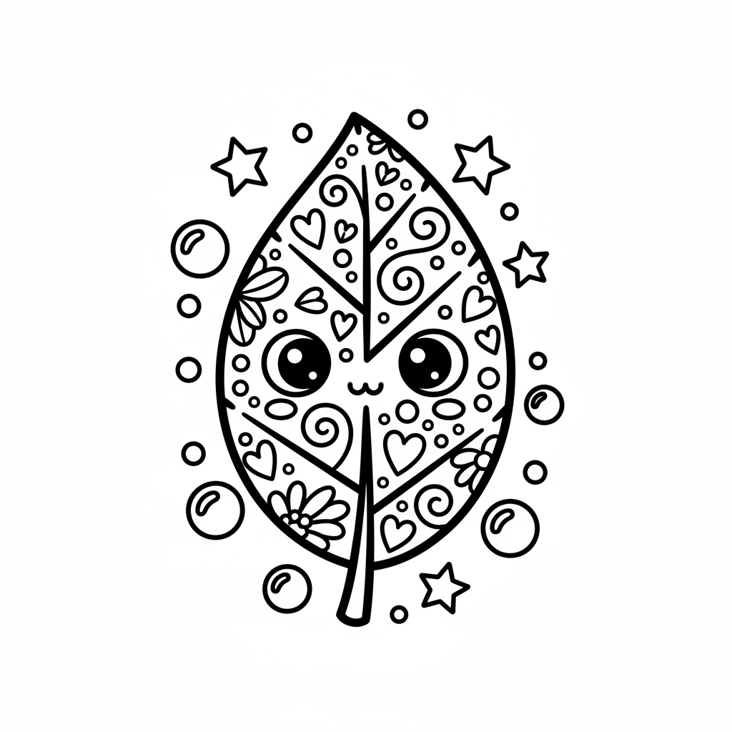 Leaf coloring page for adults - Standard style