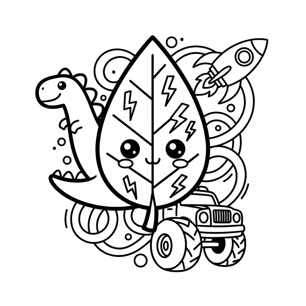 Leaf coloring page for boys - Standard style
