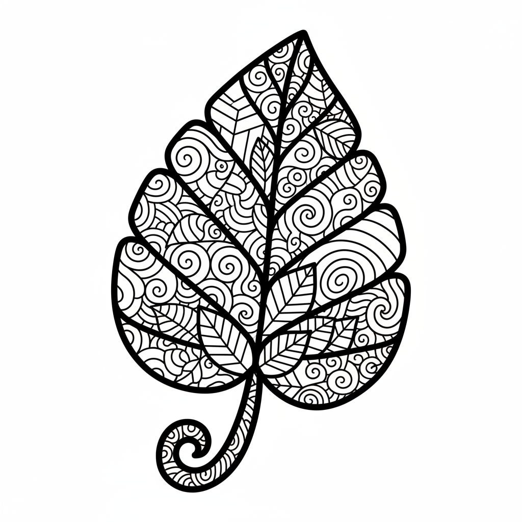 Leaf coloring page for experts - Standard style