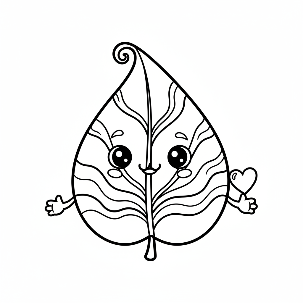 Leaf coloring page for kids - Standard style