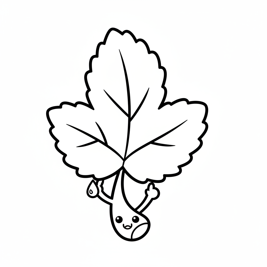 Leaf coloring page for kindergarteners - Standard style