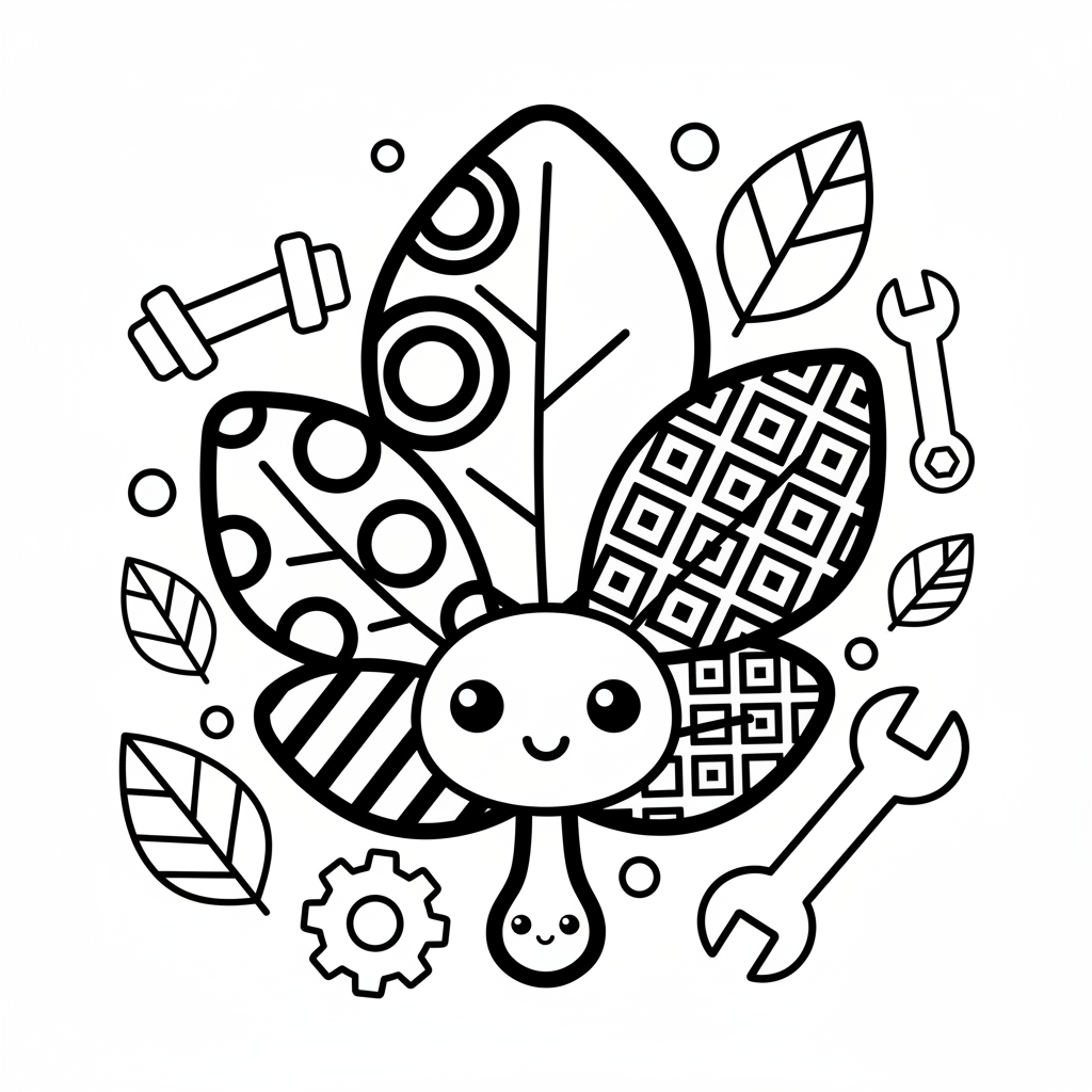 Leaf coloring page for men - Standard style