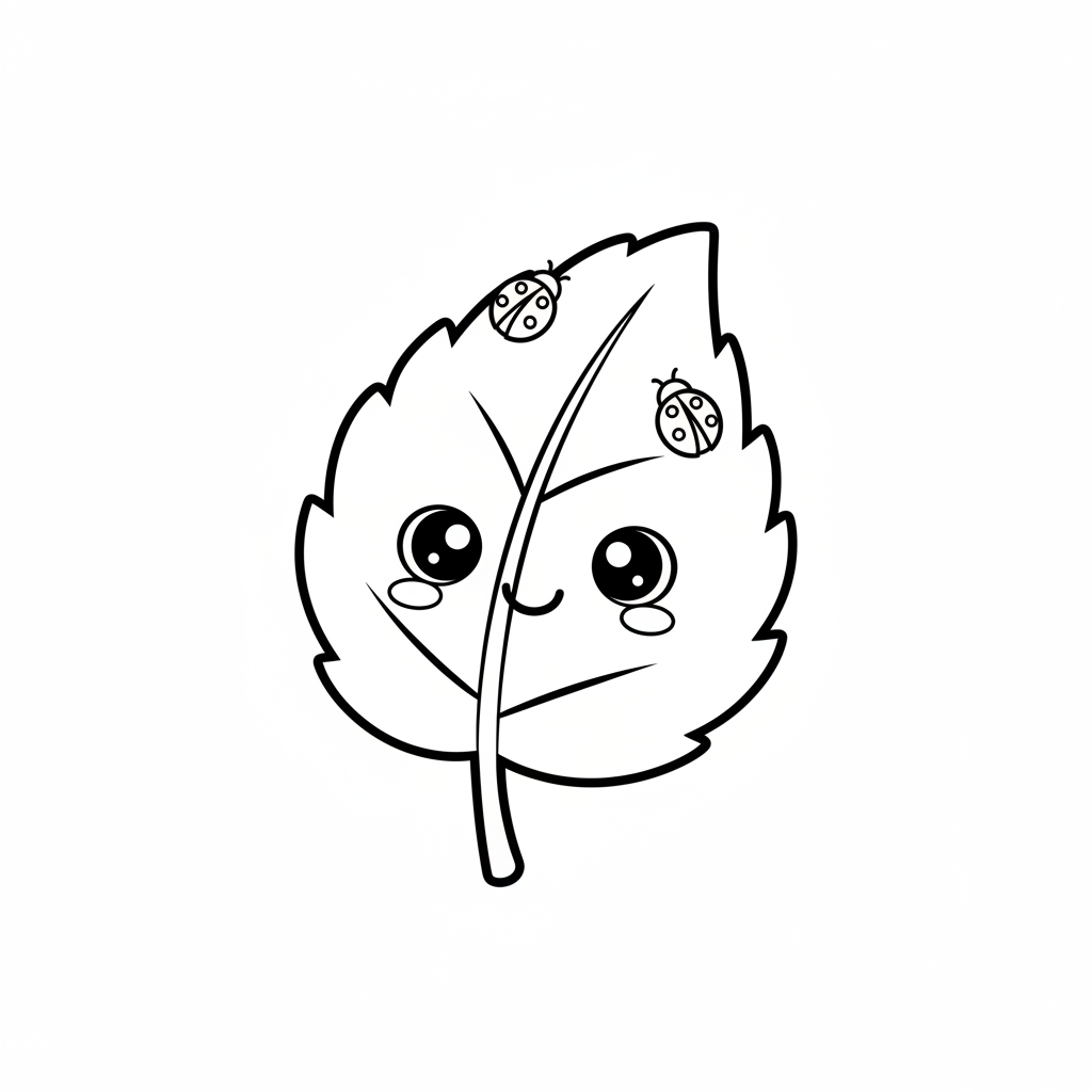 Leaf coloring page for seniors - Standard style