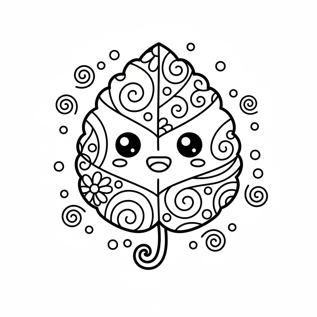 Leaf coloring page for teens - Standard style