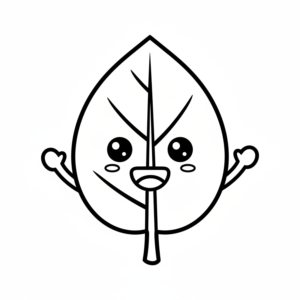 Leaf coloring page for toddlers - Standard style