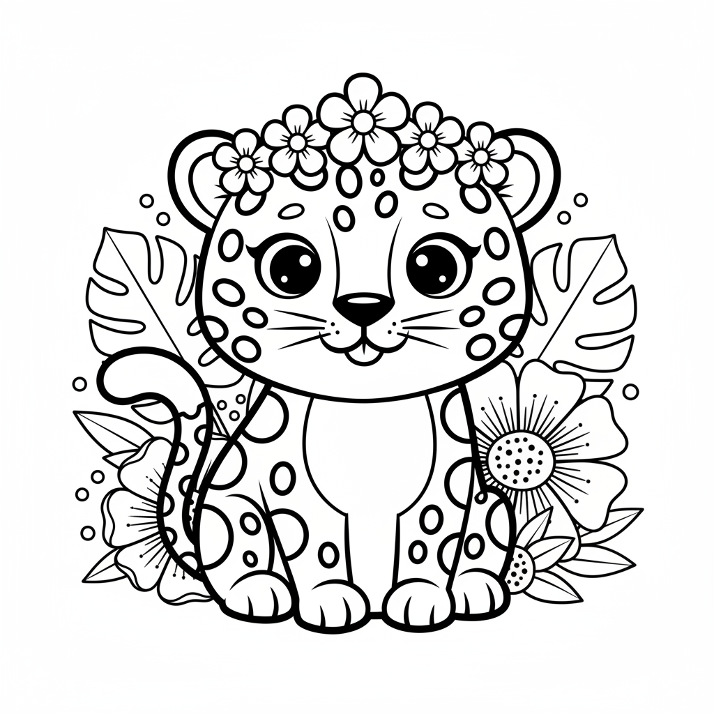 Leopard coloring page for adults - Standard style