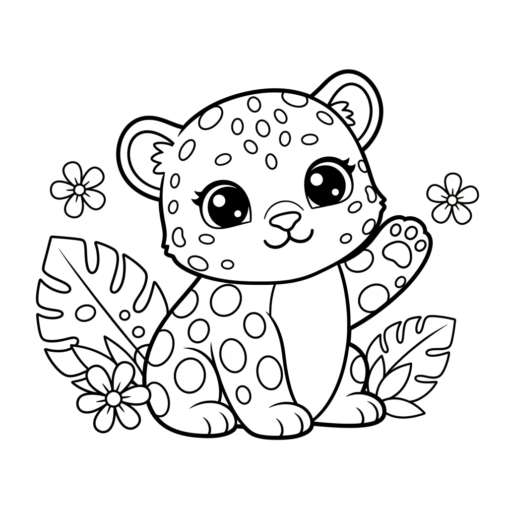 Leopard coloring page for beginners - Standard style
