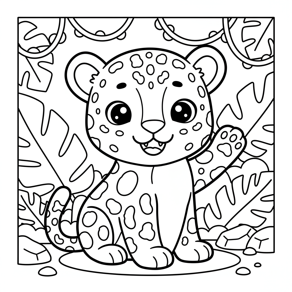 Leopard coloring page for boys - Standard style