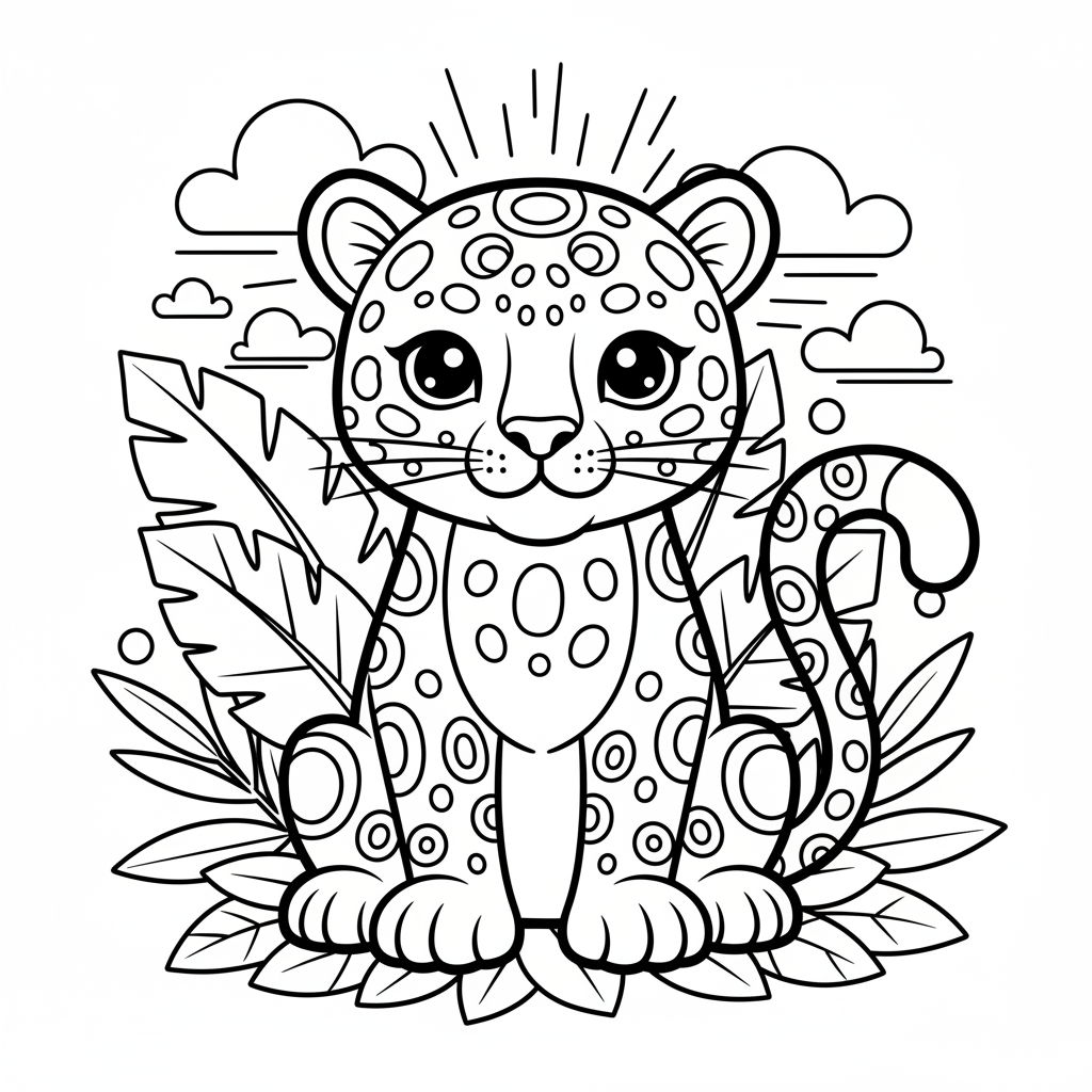 Leopard coloring page for experts - Standard style