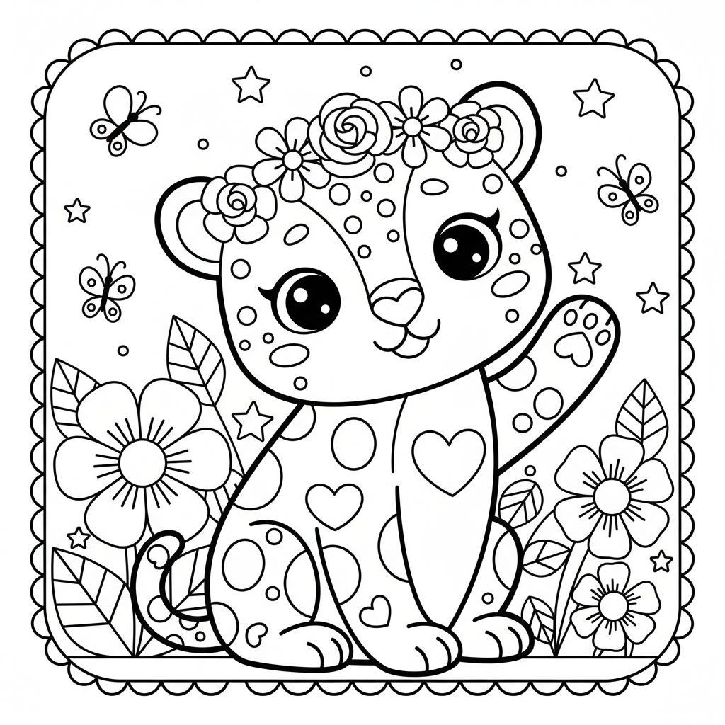 Leopard coloring page for girls - Standard style
