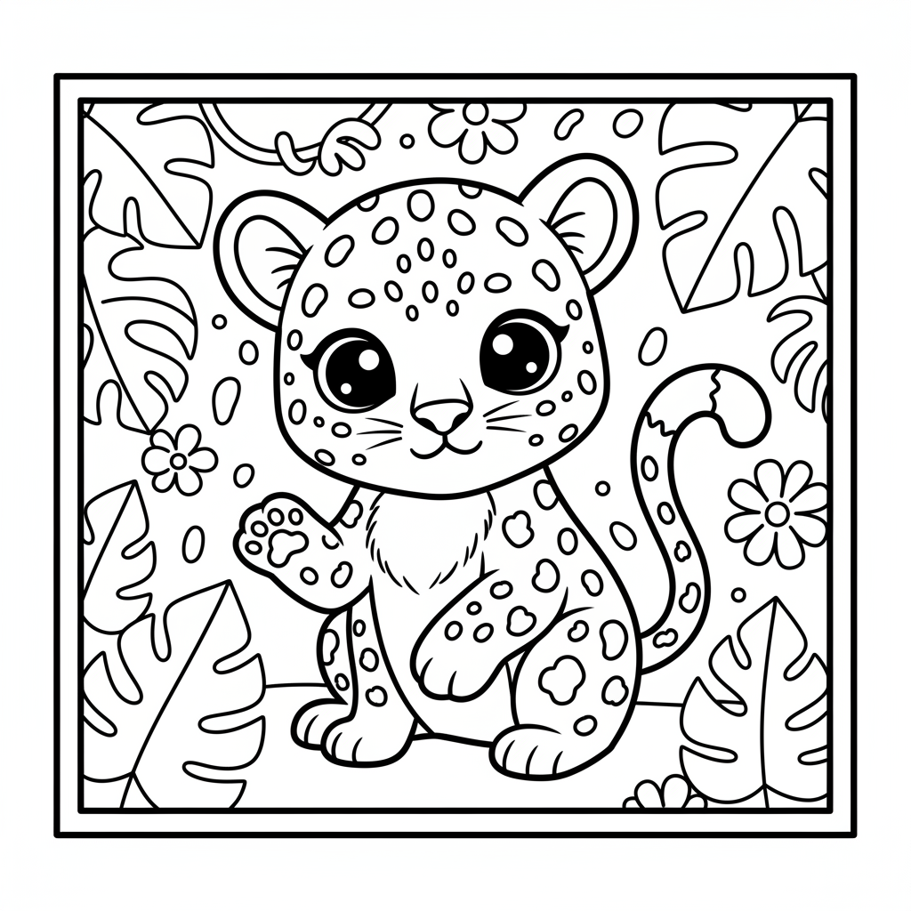 Leopard coloring page for intermediates - Standard style