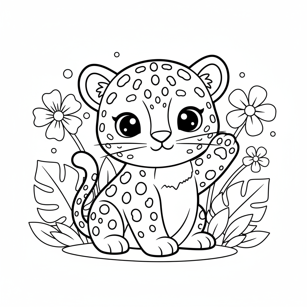 Leopard coloring page for kids - Standard style