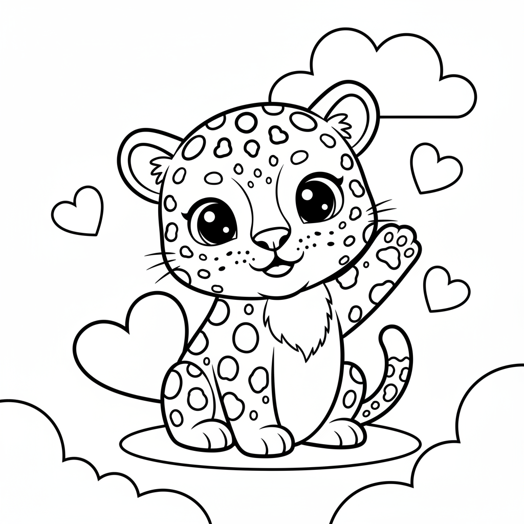 Leopard coloring page for kindergarteners - Standard style