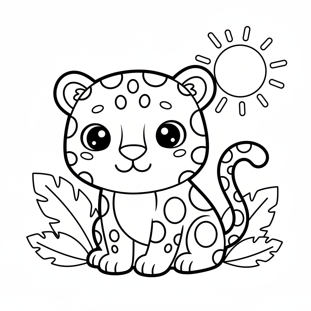 Leopard coloring page for preschoolers - Standard style
