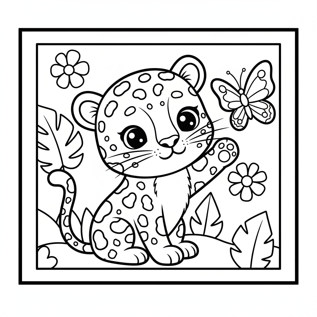 Leopard coloring page for seniors - Standard style