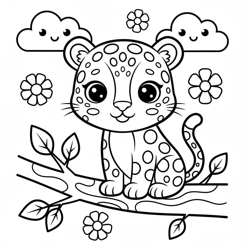 Leopard coloring page for teens - Standard style