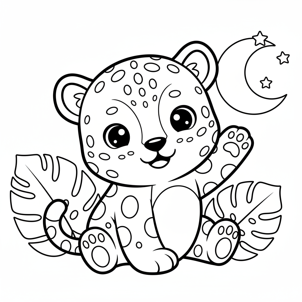 Leopard coloring page for toddlers - Standard style