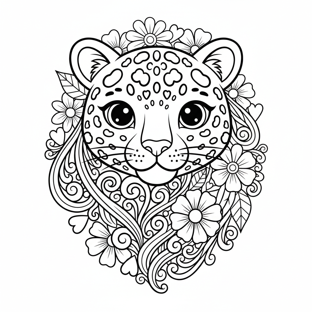 Leopard coloring page for women - Standard style