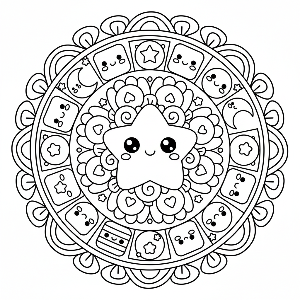 Mandala coloring page for intermediates - Standard style