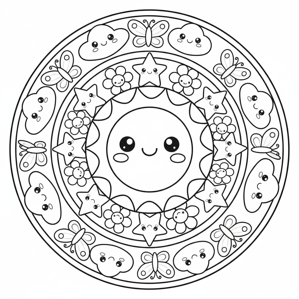 Mandala coloring page for preschoolers - Standard style