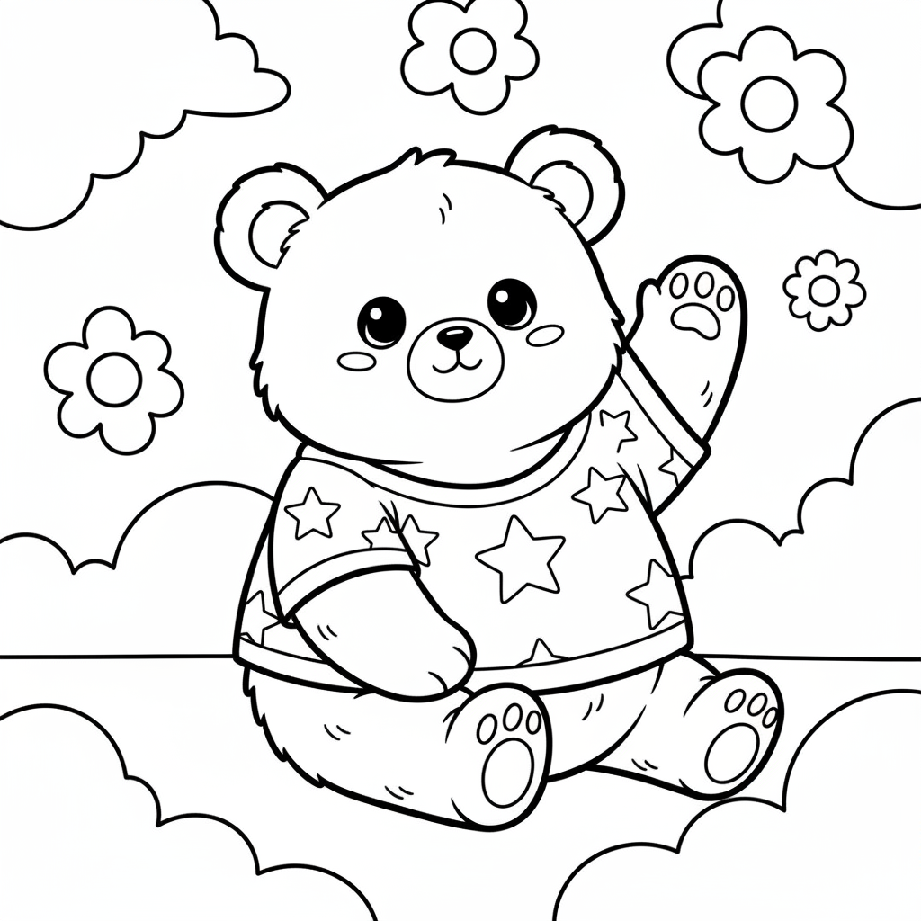 Bear coloring page for everyone - Manga style