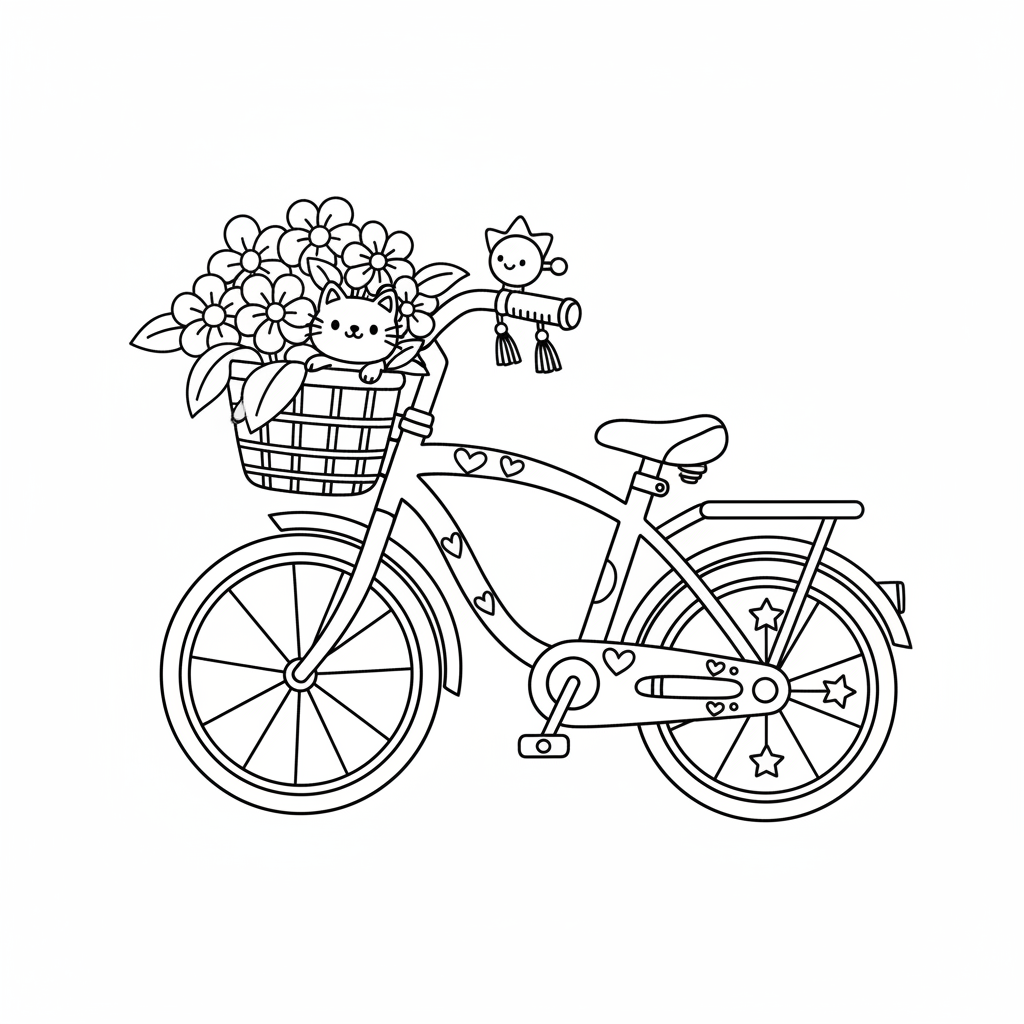Bicycle coloring page for everyone - Manga style