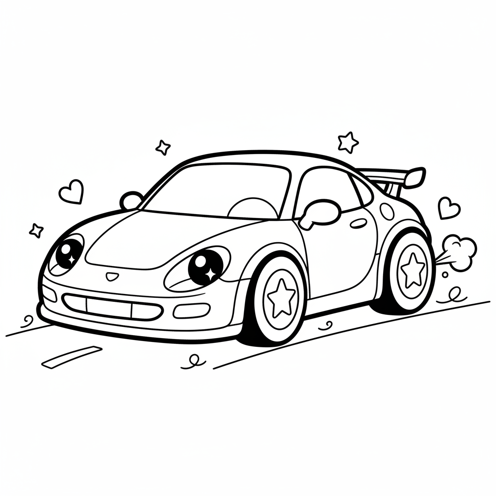 Car coloring page for everyone - Manga style