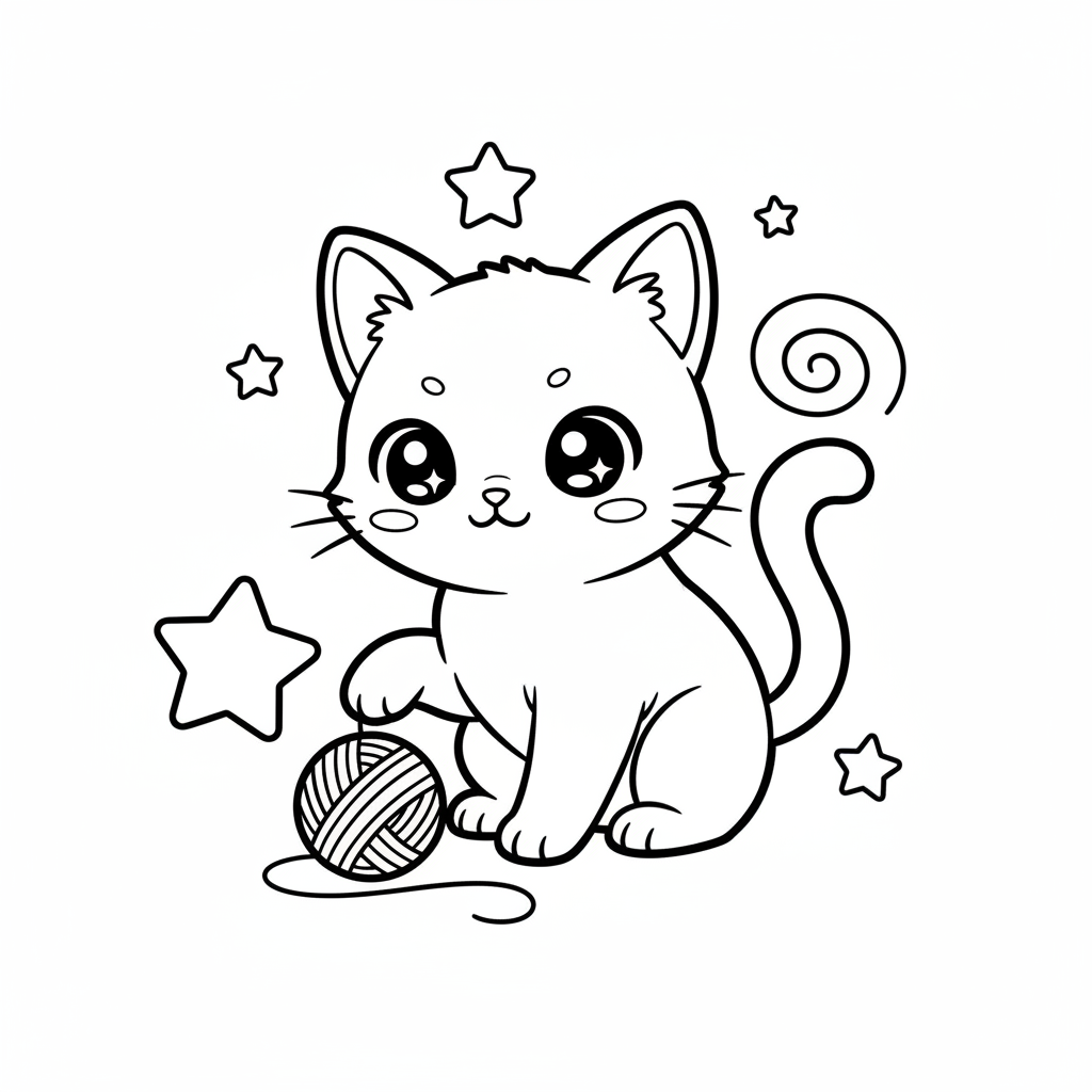 Cat coloring page for everyone - Manga style