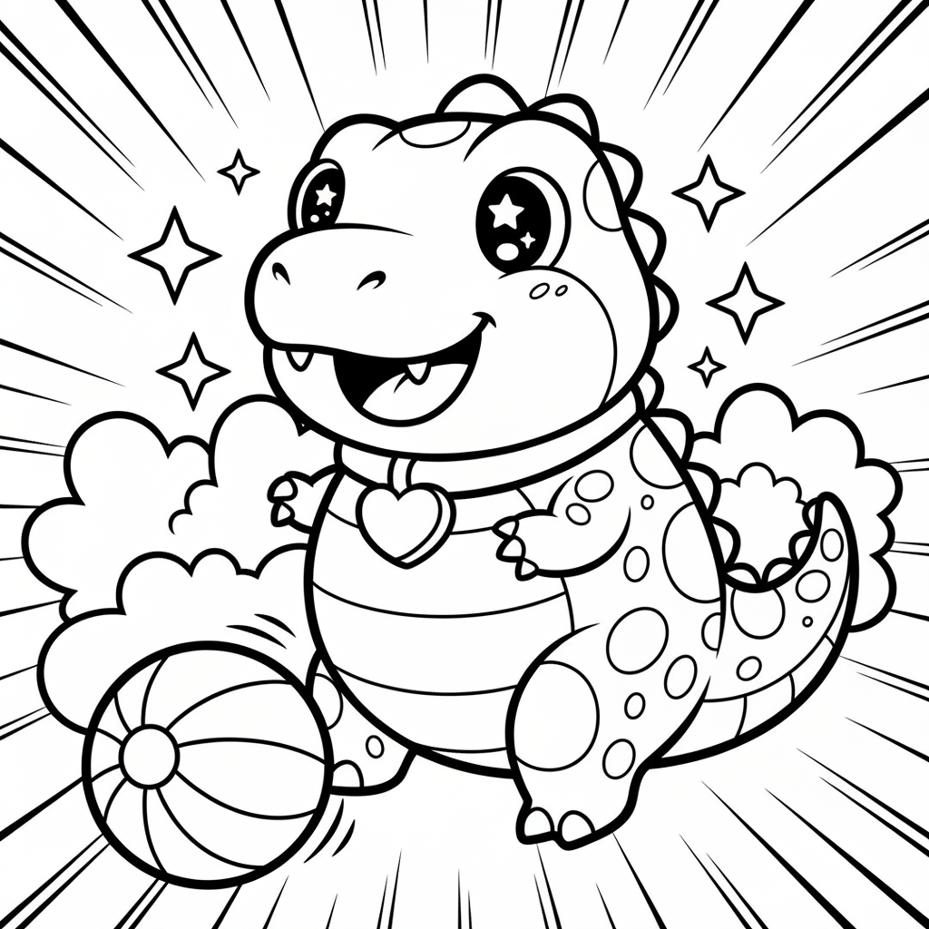 Dinosaur coloring page for everyone - Manga style