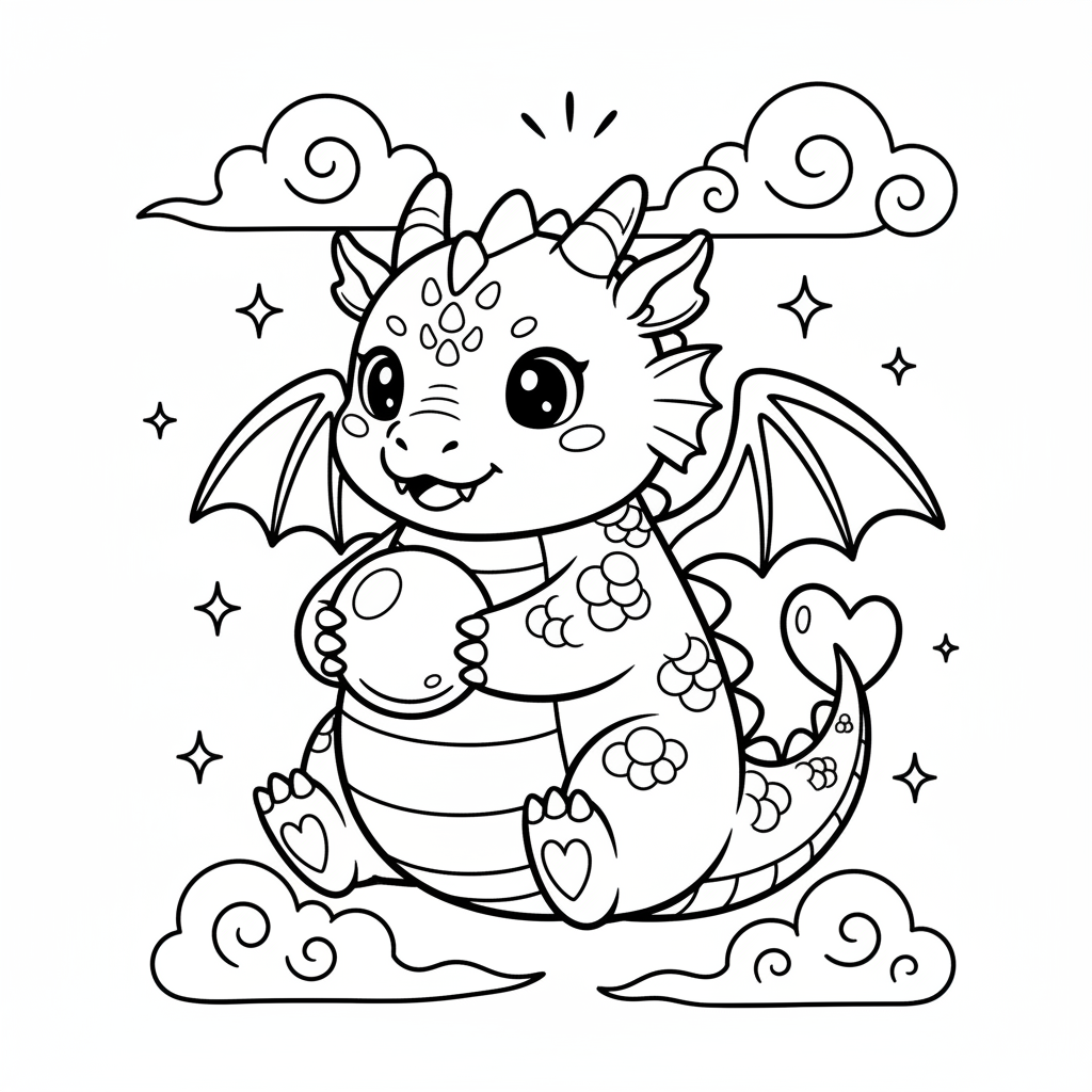 Dragon coloring page for everyone - Manga style