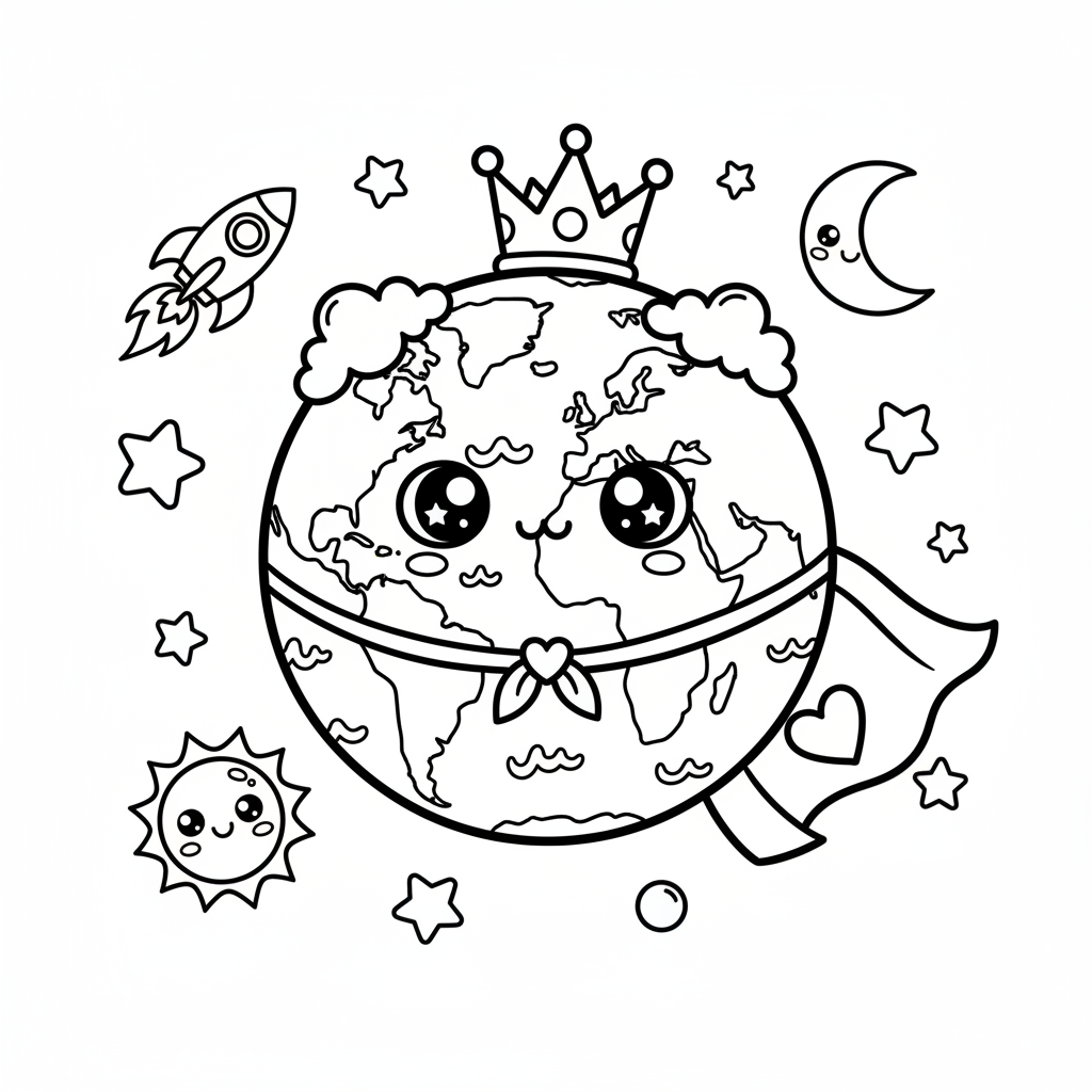 Free printable Earth coloring page for Everyone. High-quality black and white coloring sheet designed for Everyone. Perfect for creativity and fun.