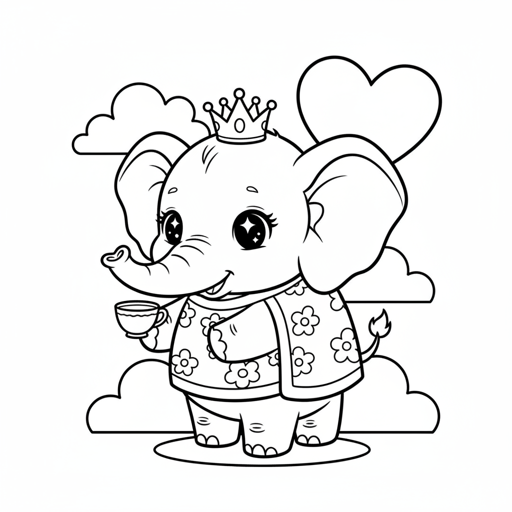 Elephant coloring page for everyone - Manga style