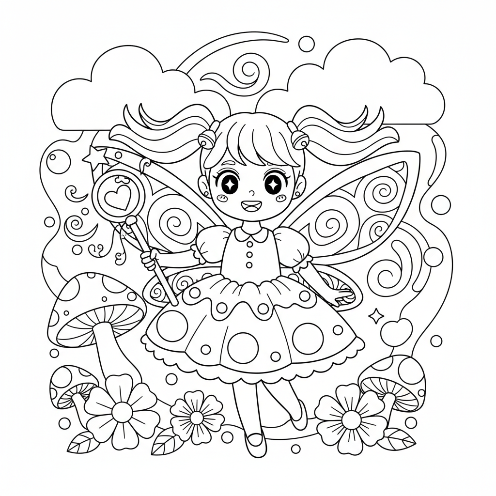 Fairy coloring page for everyone - Manga style